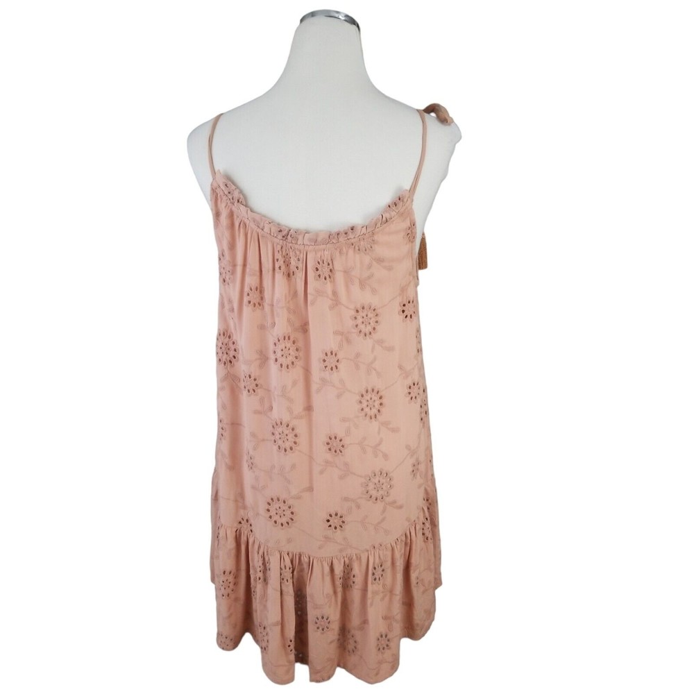 Nicole Miller Artelier Floral Eyelet Mini Dress Terracotta Pink Boho Small - Picture 9 of 14